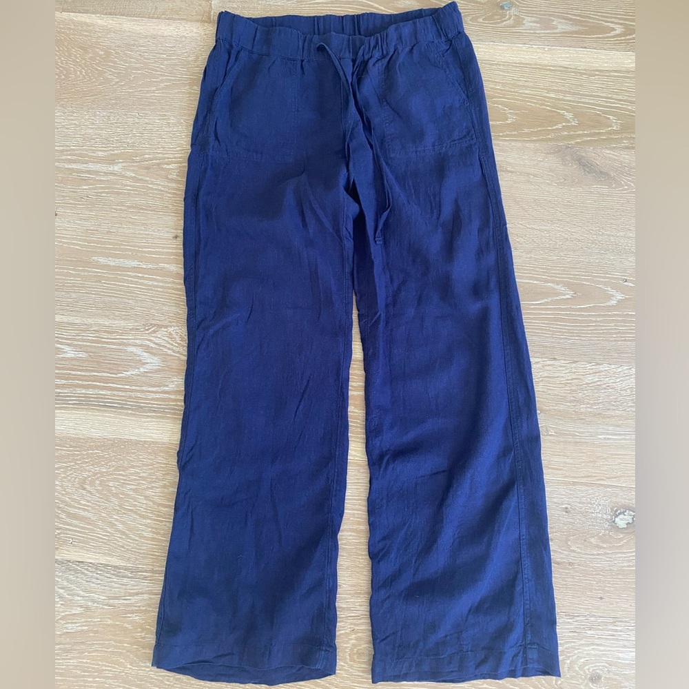 Caslon blue linen wide leg pants Size M